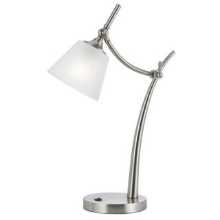 Cal Lighting Metal Table Lamp with Glass Shade in Brushed Steel   BO
