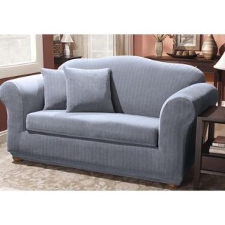 Sure Fit Stretch Pinstripe Two Piece Sofa Slipcover   047293358319