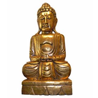 Solid Wood Thai Buddha in Gold