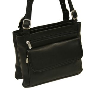 Piel Fashion Avenue Double Compartment Shoulder Bag in Black   2871