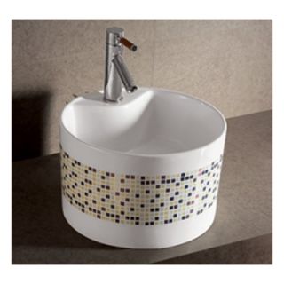 Whitehaus Collection Isabella Decorative Tile Round Vessel Sink with