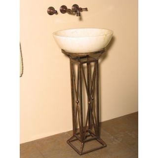 Quiescence Pine Trail Iron Sink Pedestal with Integrated Boulder Sink