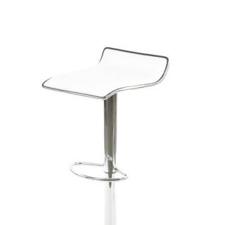 Powell Faux Leather Thin Seat Adjustable Height Bar Stool in White