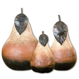 Uttermost Terra Cotta Pears Statues in Dark Brown   Set of 3