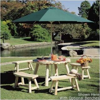 Rustic Cedar Round Umbrella Dining Table