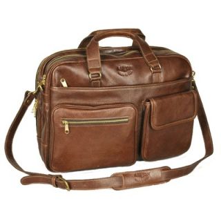Aston Leather Double Compartment Top Zipper Briefcase   204 BC