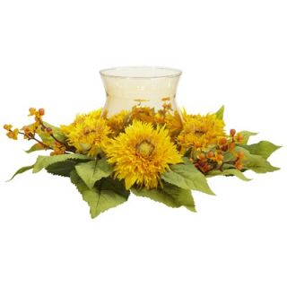 NearlyNatural Golden Sunflower Candleabrum Silk Flower