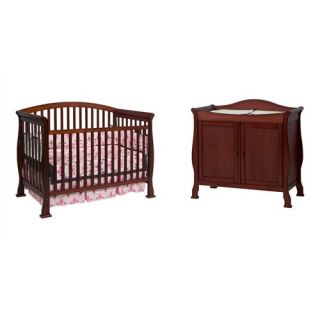 Thompson Two Piece Convertible Crib Set with Toddler Rail in Cherry