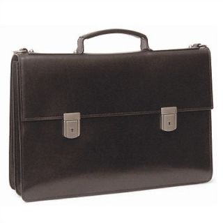 Aston Leather Double Compartment Briefcase with Two Clasps