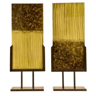 Ambiente Handmade Sculptural Panels with Iron Stands in Beige and