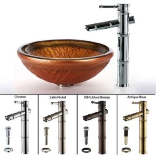 Kraus Copper Glass Vessel Sink and Bamboo Faucet   C GV 600 19mm