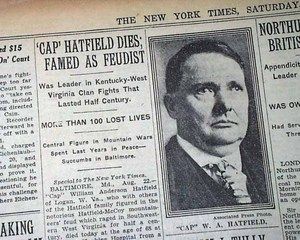 Cap Hatfield Devil Anses Son Death Hatfield McCoys Feud Fame 1930 Old