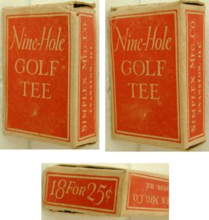 Vintage Box of Golf Tees The Nine Hole Golf Tee Simplex