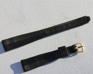  13mm Band Ladies Black Grosgrain Silk Covered Leather Strap