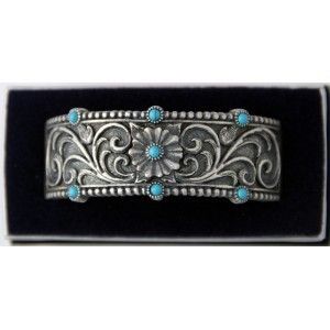 Montana Silversmith Bracelet Antique Silver Flower Filigree Turquoise