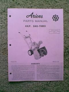 ariens 4hp sno thro snowblower snowthrower parts manual time left