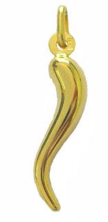  Real Yellow Gold Italian Horn Charm Goodluck Charm Pendant 22mm