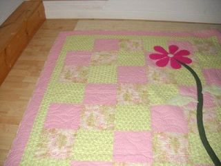 Homemade QUILT long armed machine top stitched chenille appliqued MADE