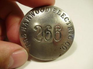 antique harwood electric hazleton pa employee badge