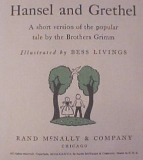 Hansel and Grethel Book 1937 Brothers Grimm