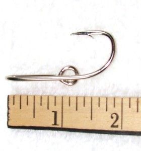 Chrome / Silver Colred Fish Hook Hat Pins or Tie Clips