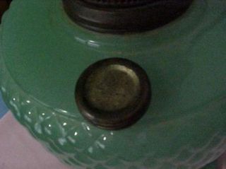 Antique Vtg Aladdin Oil Kerosene Diamond Quilt Jade Green Lamp