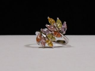 Sterling Silver Diamonique Marquise Cluster Ring Size 7