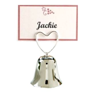 10 Wedding Silver Heart Bell Table Place Card Holders