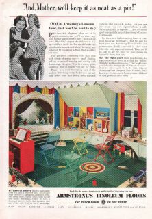 1939 vintage armstrong linoleum floors print ad 