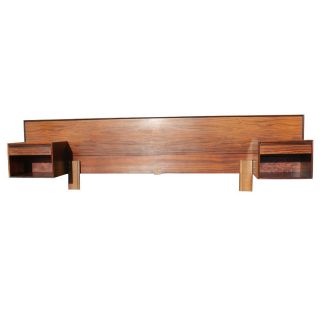 vintage rosewood headboard with attached nightstands tables all