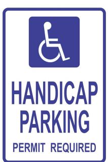 Handicap Parking Permit Required Sign with Symbol 12 x 18 040