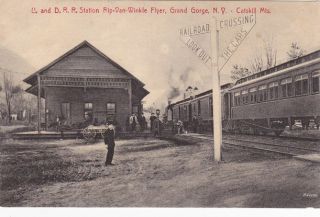  Station Rip Van Winkle Flyer Grand Gorge NY Antique Postcard