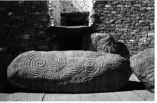 Copy Ancient Guardian Stone at New Grange Tomb Ireland