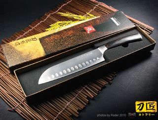 Japanese Granton Edge Santoku Cleaver Knife 6 7inch
