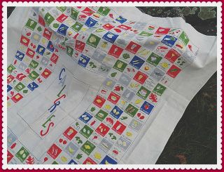 Kitschy Fun Vintage Calorie Counters 1950s Tablecloth