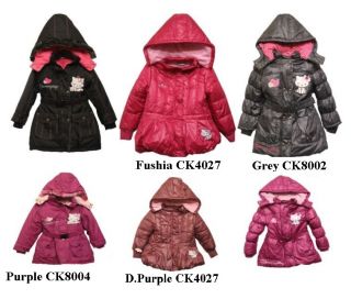 Girls Hello Kitty Charmmykitty Hooded Winter Jacket Coat 3style