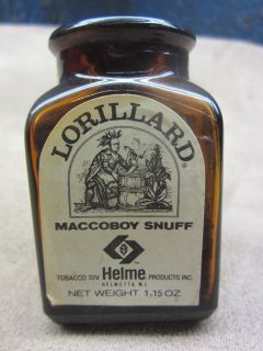 Antique LORILLARD MACCOBOY SNUFF Bottle   Unopened   Helmetta NJ