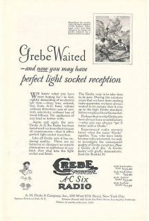 1928 Grebe A C Six Radio Perfect Light Socket Reception Indian Smoke