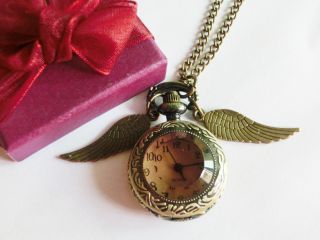 harry potter wings steampunk snitch pocket watch necklace pendant
