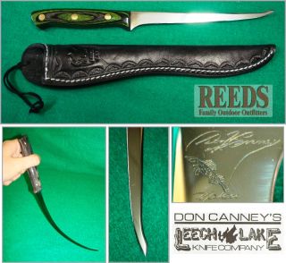  Lake Fillet Knife   Custom Knife by Don Canney (7½ Blade, Green/Blk