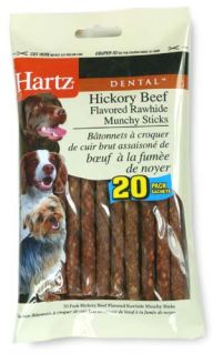 Hartz 97104 20 Pack Dental Hickory Beef Flavored Rawhide Munchy Sticks