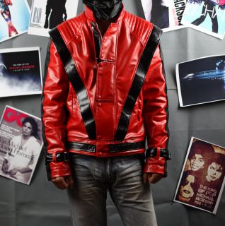 Michael Jackson MJ Costume Thriller Red Leather Jacket Replica