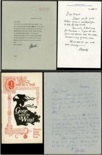 Harold Rome Group Lot Signed Letters Gone with The Wind Program Family