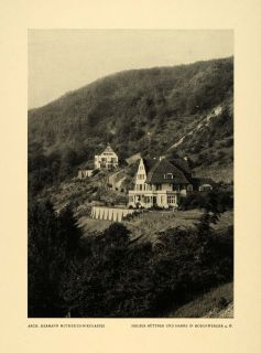 1913 Print Hauser Buttner Harms Bodenwerder Hillside Hermann Muthesius