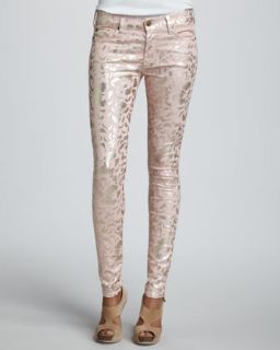 For All Mankind The Skinny Metallic Floral Print Jeans   Neiman
