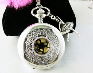  Harry Potter Steampunk Silver Pocket Watch Necklace Jewelry
