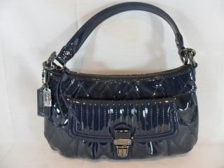Coach Dark Cobalt Blue Patent Leather Groovy Shoulder Bag