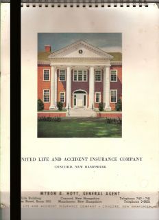 United Life and Accident Insurance Company Concord NH 1953 Calendar