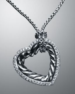 David Yurman Pave Cable Heart Pendant Necklaces   