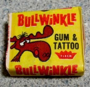 1960s FLEER BULLWINKLE BUBBLE GUM TATTOO PACK THE RARER SMALL VERSION
